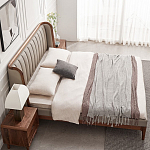 Кровать двуспальная с мягким изголовьем Moon Walnut Bed варинант исполнения - 4 | Loft Concept в Ижевске