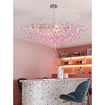 Люстра овальная с розовыми стеклянными подвесками в форме капель FAIRYTREE Light варинант исполнения - 3 | Loft Concept в Ижевске