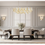 Люстра овальная с многослойными белыми и прозрачными подвесками Character Chandelier варинант исполнения - 6 | Loft Concept в Ижевске