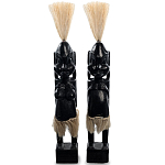 Комплект из 2-х деревянных статуэток Asmat Straw Headdress Statuettes Black варинант исполнения - 4 | Loft Concept в Ижевске