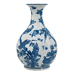 Ваза с мотивами цветущего сада с попугаями Blue Vase Inspired by Nature варинант исполнения - 2 | Loft Concept в Ижевске