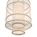 Подвесной светильник из деревянных прутьев с плафоном из натуральной ткани Light Inside the Cell варинант исполнения - 5 | Loft Concept в Ижевске
