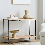 Консоль деревянной столешницей и полкой Wooden Table Top and Shelf варинант исполнения - 6 | Loft Concept в Ижевске