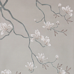 Обои ручная роспись Magnolia Canopy Original Colourway on Oyster Shell metallic silk варинант исполнения - 2 | Loft Concept в Ижевске