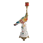 Подсвечник с попугаем из фарфора с бронзовыми элементами Eden Garden варинант исполнения - 3 | Loft Concept в Ижевске