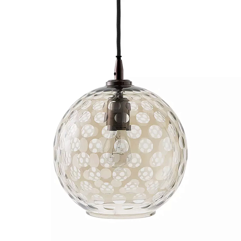 Подвесной светильник с плафоном в форме шара из стекла с рельефным узором Glass Pattern Lamp Коричневый в Ижевске | Loft Concept 