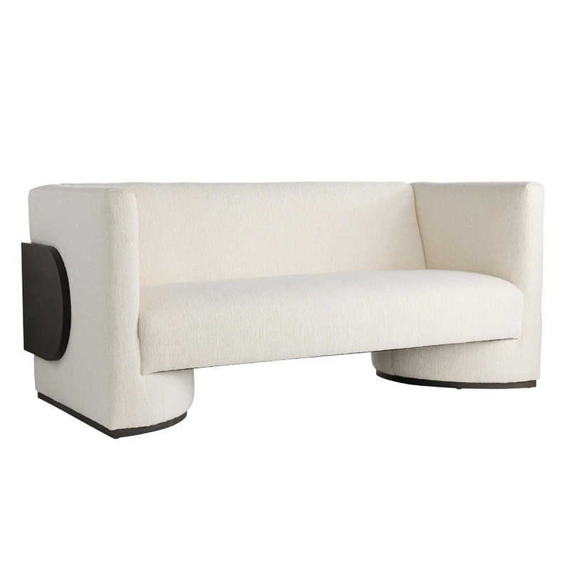 Дизайнерский Двухместный диван Florida Sofa  с элегантным деревянным декором  Белый Черный в Ижевске | Loft Concept 