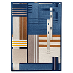 Панно из шнура Синяя геометрическая абстракция wall panel line Blue варинант исполнения - 4 | Loft Concept в Ижевске