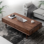 Кофейный стол из массива дерева с выдвижными ящиками Coffee Walnut Table варинант исполнения - 1 | Loft Concept в Ижевске