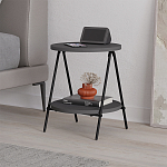 Стол приставной с 2-мя круглыми столешницами цвета антрацит ESSEL SIDE TABLE ANTHRACITE варинант исполнения - 3 | Loft Concept в Ижевске