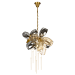 Люстра подвесная со стеклянными плафонами из дымчатого и золотистого с шестью вертикальными подвесками Gilded Mirage  варинант исполнения - 2 | Loft Concept в Ижевске