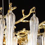 Люстра золотого цвета с декоративными ветками и длинными прозрачными стеклянными подвесами в форме сосулек Droplet Chandelier варинант исполнения - 6 | Loft Concept в Ижевске