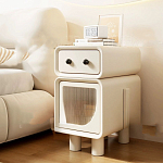 Тумбочка прикроватная с ящиком и стеклянной дверцей Робот Robot Bedside варинант исполнения - 2 | Loft Concept в Ижевске