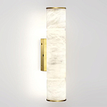 Бра с цилиндрическим плафоном из белого алебастра на прямоугольном основании Латунь Cryptocrystalline Stone варинант исполнения - 1 | Loft Concept в Ижевске