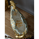 Чаша голубого цвета с оранментом и и бронзовыми фигурами леопардов Eden Garden варинант исполнения - 9 | Loft Concept в Ижевске