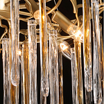 Люстра подвесная золотого цвета с разветвленными ветвями и прозрачными стеклянными подвесками Droplet Chandelier варинант исполнения - 5 | Loft Concept в Ижевске