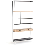 Металлический стеллаж с деревянными полками и ящиками Menzie Metal Wood Rack варинант исполнения - 1 | Loft Concept в Ижевске