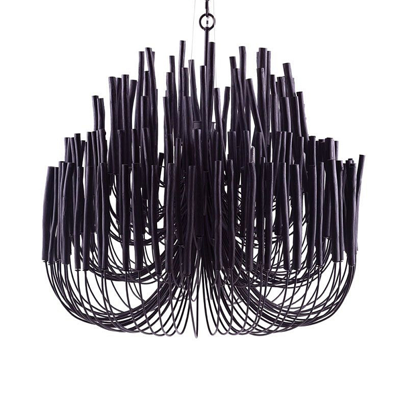 Люстра черная с несколькими ярусами деревянных палочек Bright Wooden Chandelier Черный Люстра черная с несколькими ярусами деревянных палочек Bright Wooden Chandelier Черный в Ижевске | Loft Concept