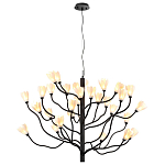 Люстра подвесная черного цвета с ветвями и белыми фарфоровыми цветами Floralis варинант исполнения - 11 | Loft Concept в Ижевске