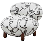 Кресло без подлокотников на деревянных ножках белое с вышивкой Sharp Armchair варинант исполнения - 1 | Loft Concept в Ижевске