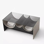 Дизайнерский журнальный стол с полукруглыми полками под столешницей Tiwoberoc варинант исполнения - 1 | Loft Concept в Ижевске