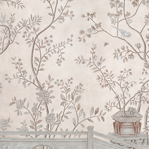 Обои ручная роспись Salon Vert Pewter gilded silk