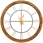 Часы настенные деревянные с римскими цифрами бронзового цвета Clock with History варинант исполнения - 1 | Loft Concept в Ижевске