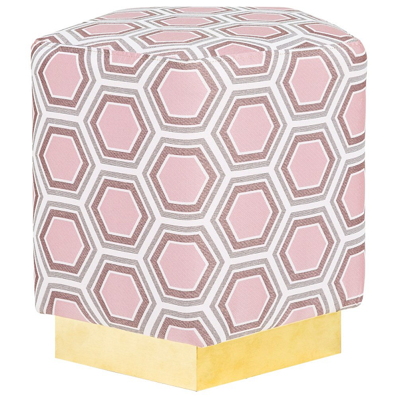 Пуф Hexagon Pink Geometry Латунь Розовый пастельный Белый в Ижевске | Loft Concept 