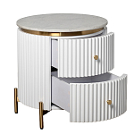 Тумбочка белая круглая с мраморной столешницей Thoroughbass варинант исполнения - 5 | Loft Concept в Ижевске