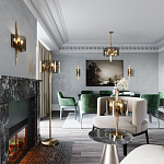 Бра с изогнутым плафоном на бронзовом основании с вертикальным декором из металлических трубок Sohne варинант исполнения - 2 | Loft Concept в Ижевске