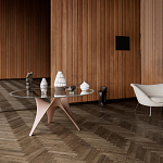 Дизайнерский круглый обеденный стол стеклянный с фигурным подстольем из цемента ARC Dining Table варинант исполнения - 2 | Loft Concept в Ижевске