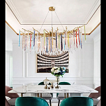 Люстра на подвесе с каркасом из металла и цветными подвесками из стекла Droplet Chandelier варинант исполнения - 4 | Loft Concept в Ижевске