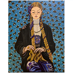 Панно ручная вышивка бисером Портрет девушки в голубых тонах варинант исполнения - 1 | Loft Concept в Ижевске