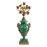 Подсвечник из фарфора с бронзовыми цветочными элементами Malachite Candlestick варинант исполнения - 1 | Loft Concept в Ижевске