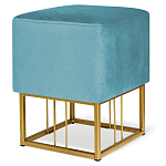 Пуф квадратный голубой велюр на золотом металлическом основании Celeste Blue варинант исполнения - 1 | Loft Concept в Ижевске