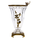 Ваза из прозрачного стекла с бронзовой вставкой в виде цветущей ветви Eden Garden porcelain and bronze варинант исполнения - 1 | Loft Concept в Ижевске