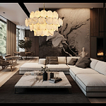 Люстра четырехъярусная с подвесками в форме дисков Cryptocrystalline Stone варинант исполнения - 5 | Loft Concept в Ижевске