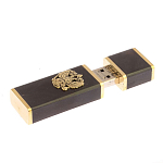 Флешка на 16 гб с декоративной металлической вставкой Герба РФ из натурального камня Обсидиан Черный Stone Flash Drive варинант исполнения - 3 | Loft Concept в Ижевске