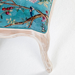 Банкетка из массива бука с цветочным принтом Turquoise Beige Chinoiserie Garden Banquette варинант исполнения - 3 | Loft Concept в Ижевске