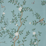 Обои ручная роспись Gustavian Garden Special Colourway on Duck Egg dyed silk варинант исполнения - 2 | Loft Concept в Ижевске
