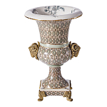 Ваза с овнами из фарфора с бронзовыми элементами Bronze Aries варинант исполнения - 1 | Loft Concept в Ижевске