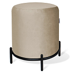 Банкетка круглая бежевый велюр на 4-х металлических ножках черного цвета SANJAY варинант исполнения - 1 | Loft Concept в Ижевске