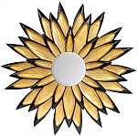 Зеркало-солнце в раме золотого и черного цвета Rays of Peace варинант исполнения - 1 | Loft Concept в Ижевске