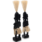 Комплект из 2-х деревянных статуэток Asmat Straw Headdress Statuettes Black варинант исполнения - 2 | Loft Concept в Ижевске