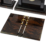 Настольный письменный набор с часами из природного камня обсидиана  Gift for Manager варинант исполнения - 3 | Loft Concept в Ижевске