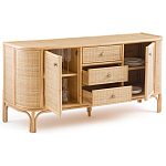 Длинный комод из ротанга с дверцами и ящиками Simone Rattan Chest of Drawers варинант исполнения - 3 | Loft Concept в Ижевске