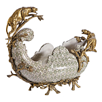 Чаша для фруктов из фарфора бронзовыми фигурками леопардов Eden Garden варинант исполнения - 2 | Loft Concept в Ижевске