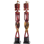 Комплект из 2-х деревянных статуэток Asmat Tall Red Statuettes варинант исполнения - 1 | Loft Concept в Ижевске
