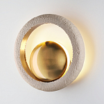 Бра с бежевым текстурным кольцом и латунным шаром в центре Tactile  варинант исполнения - 3 | Loft Concept в Ижевске