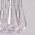 Люстра с 9-ю прозрачными плафонами из стекла в форме капли на прямоугольном потолочном основании цвета хром Lucid Rain  варинант исполнения - 8 | Loft Concept в Ижевске